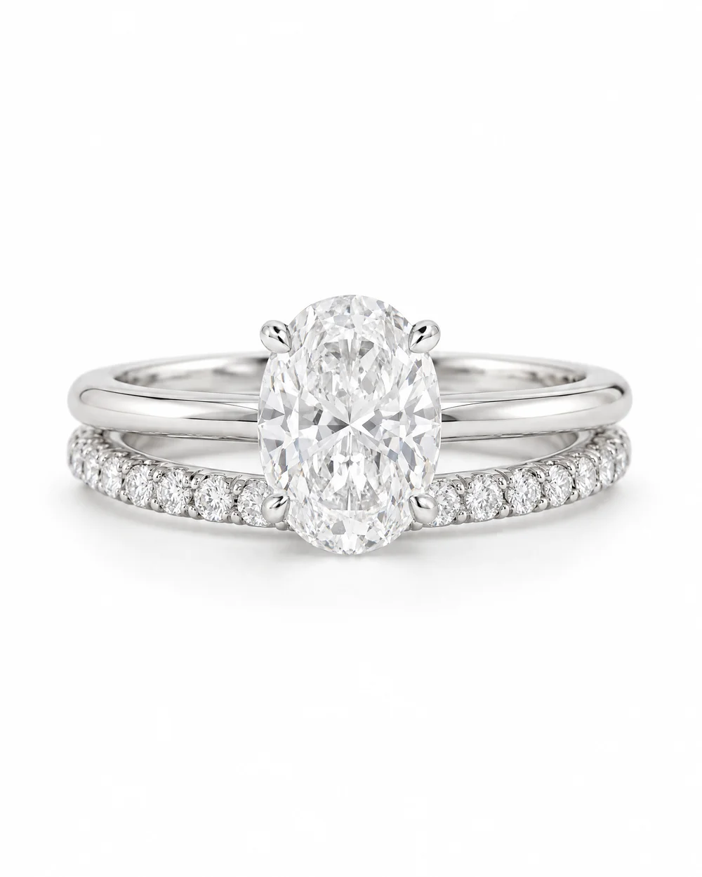 The Oval Pair, 2 ct, white, on white