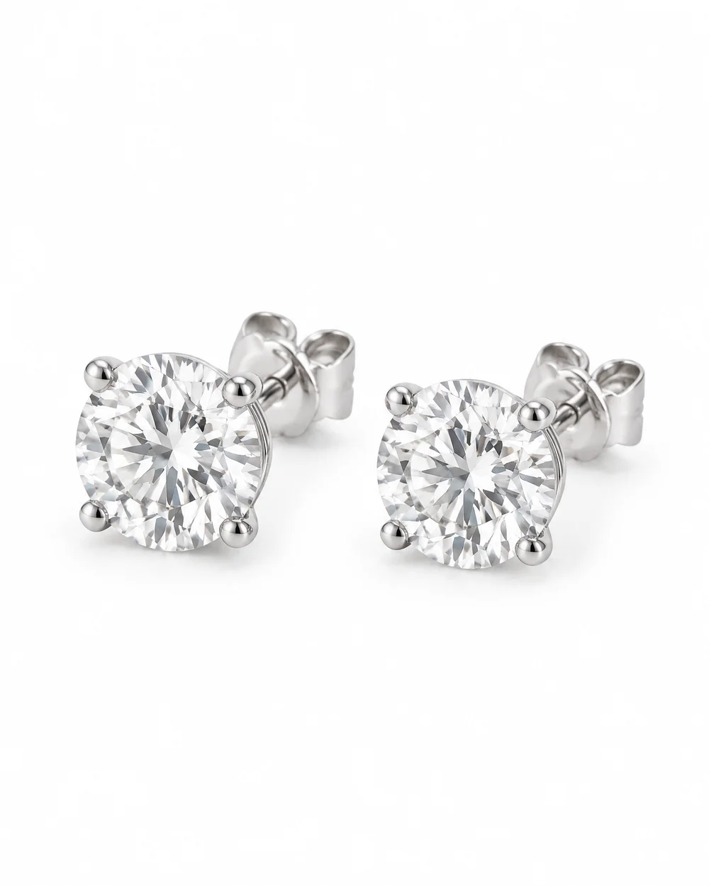 The Studs, round, 2 ct the pair, on white